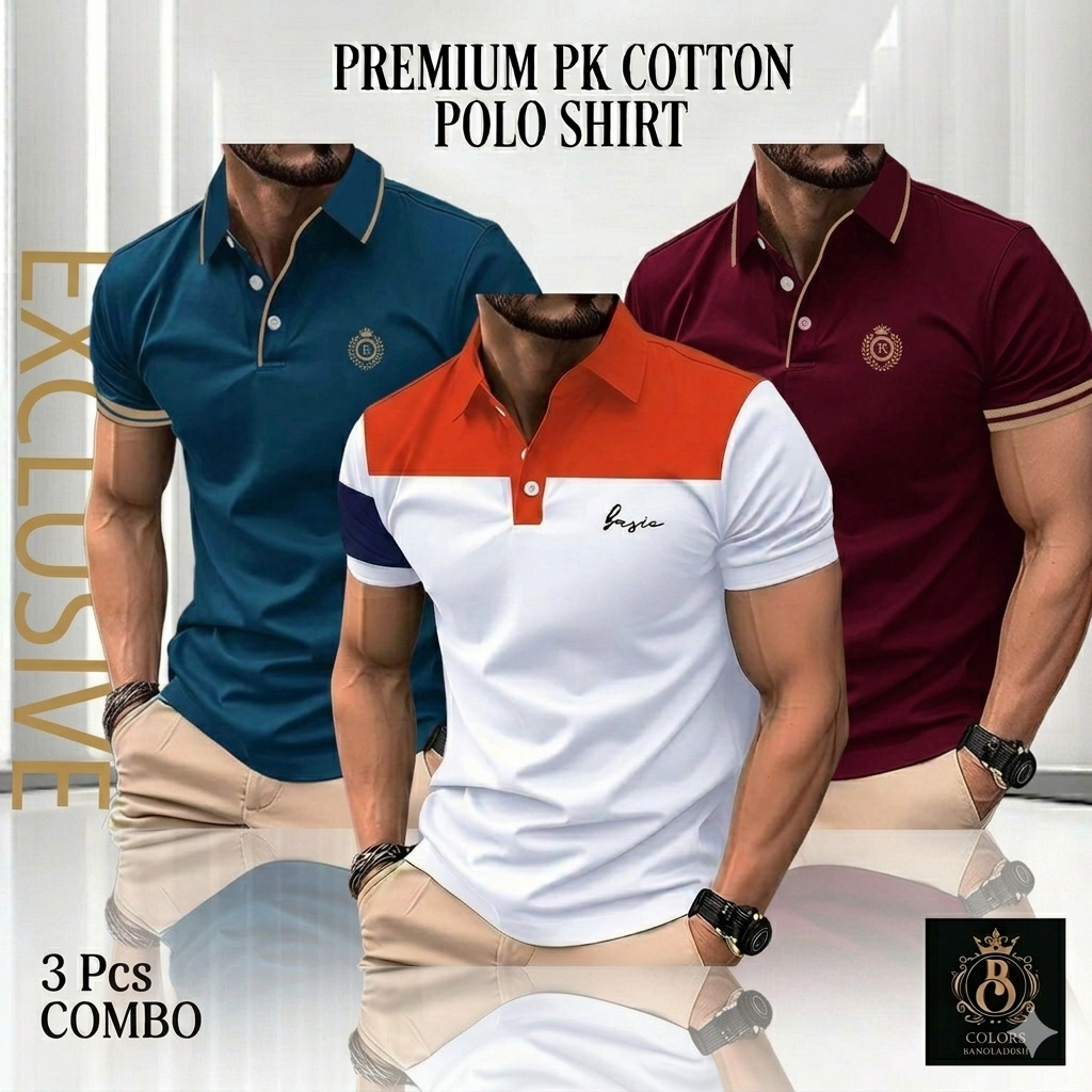 3 PCS COMBO OFFER! Exclusive Design PK Polo Shirt