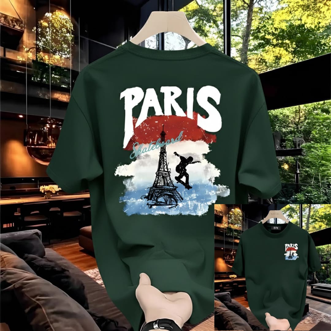 Premium China Drop-Shoulder T-Shirts-C2  Paris Green