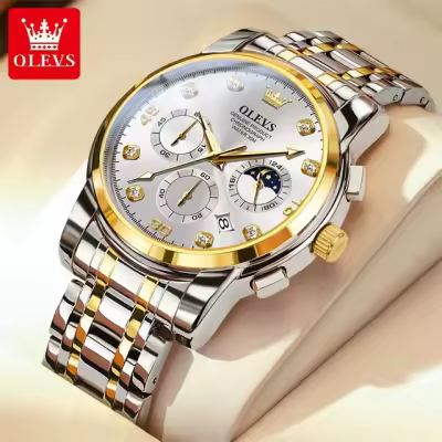 Luxury Stainless Steel Quartz Watch for Men (Water Resistant)