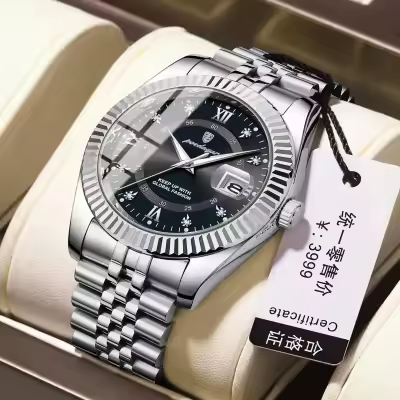 Luxury Stainless Steel Quartz Watch for Men (Water Resistant)